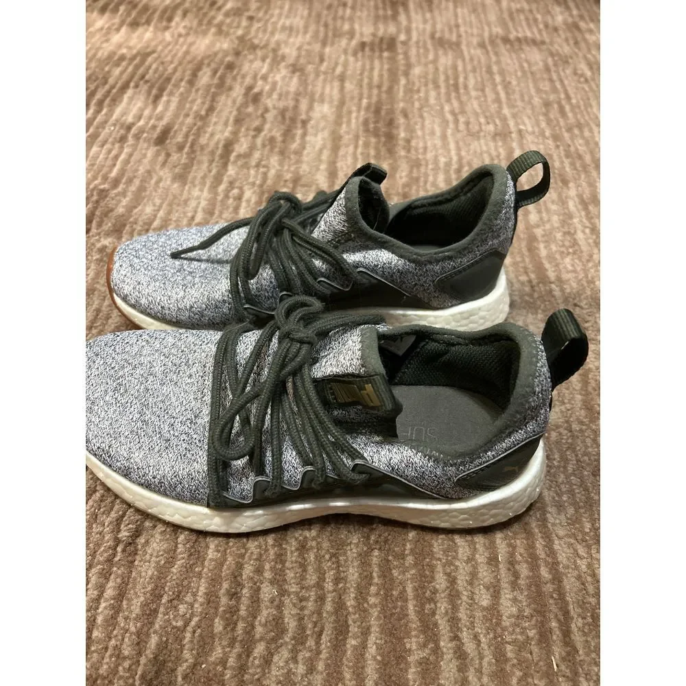 Women's Puma Nrgy Neko‎ Knit Sneakers Olive Green Gray Size 6